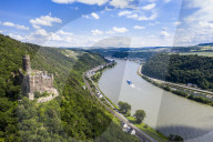 Castle Maus overlooking the Rhine river, Unesco world heritage sight Midle Rhine valley, Germany