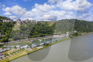 Castle Rheinfels overlooking the Rhine, Unesco world heritage sight Midle Rhine valley, Germany