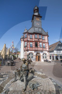 Market square with the old town hall of Lorsch, Hesse, Germany