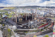 Overlook over the Unesco world heritage sight Voelklingen Ironworks, Saarland, Germany