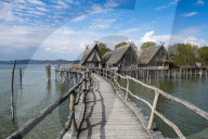 Unesco world heritage sight the archeological open-air museum Stilt houses, on Lake Constance, Unteruhldingen, Germany