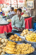 Steert food vendor at the Pushkar Camel fair, Pushkar, Rajasthan, India, Asia,