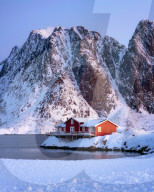 Rorbuer hut, rorbu, Sakrisoy, Moskenesoy, Lofoten islands, Nordland, Norway, Europe