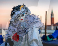 Model at the Venice Carnival, Venice, Italy, Europe