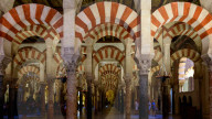 Decorated archways and columns of the Mezquita-Catedral (Great Mosque of Cordoba), Cordoba, Andalusia, Spain, Europe