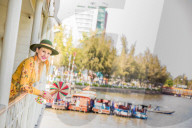 American women tourists aboard the Mekong Princess, as it sails down the Mekong Delta from Cambodia to Vietnam.