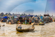 Sailing through the floating market outside of Can Tho, Vietnam