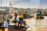 Sailing through the floating market outside of Can Tho, Vietnam