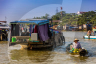 Sailing through the floating market outside of Can Tho, Vietnam