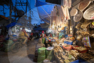 Busy market streets in the old part of Kathmandu called Ason