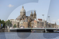 City view with St Nicholas Church, Amsterdam, Netherlands