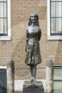 Statue of Anne Frank outside Westerkerk Church, Amsterdam, Netherlands