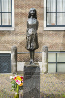 Statue of Anne Frank outside Westerkerk Church, Amsterdam, Netherlands