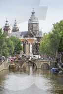 St Nicholas Church, St Nicolaaskerk from Voorburgwal, Amsterdam, Netherlands