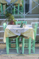 Taverna table and chairs, Gaios, Paxos, Ionian Islands, Greece