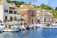 The pretty town of Gaios, the main port and harbour on the island, Paxos, Ionian Islands, Greece