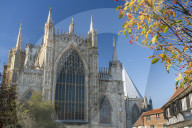 The Great East Window recently restored stained glass and the largest window in the building, York, North Yorkshire, UK.
