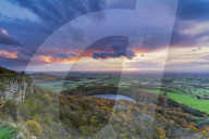 Glacial Lake Gormire at the foot of Whitestone Cliff, North Yorkshire, UK