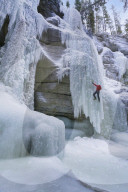 Ice climbing in Maligne Canyon Alberta Canada
