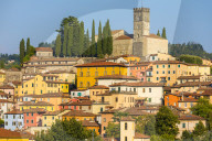 Skyline view of Duomo and Barga, Garfagnana, Tuscany, Italy, Europe.