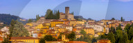 Panoramic city skyline view of Barga, Tuscany, Italy, Europe.