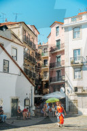 Entrance to the Bohemian district of Alfama in Old Lisbon, Portugal