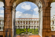 Interior courtyard of 17th century Convento de Santos-o-Novo in Lisbon, Portugal