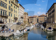 Canal in Venezia Nuova, Livorno, Tuscany, Italy
