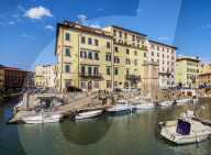 Canal in Venezia Nuova, Livorno, Tuscany, Italy