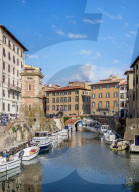 Canal in Venezia Nuova, Livorno, Tuscany, Italy