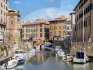 Canal in Venezia Nuova, Livorno, Tuscany, Italy