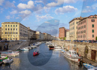 Canal in Venezia Nuova, Livorno, Tuscany, Italy