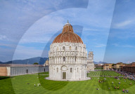 San Giovanni Baptistery, elevated view, Piazza dei Miracoli, Pisa, Tuscany, Italy
