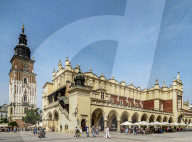 Cloth Hall and Town Hall Tower, Market Square, Cracow, Lesser Poland Voivodeship, Poland