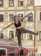 Highline Yoga at the Old Town Market Square, Urban Highline Festival, Lublin, Lublin Voivodeship, Poland