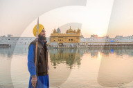 December 2018 - The Golden Temple in Amritsar, India. Guards standing by.