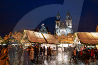 Christmas markets in Prague's Old Town Square.