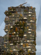 Italy, Lombardia, Milan, Porta Nuova, Bosco Verticale at sunrise