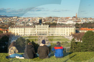 Vienna city skyline views from SchÃ¶nbrunn Palace garden. Austria.