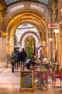 Cafe and shops in the Freyung Passage, Palais Ferstel, Herrengasse street, Innere Stadt, Vienna, Austria