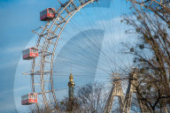 Historic Vienna Giant Ferries Wheel (Riesenrad) in Prater, Austria.