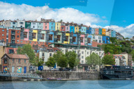 Colourful houses overlooking the river Avon at Hotwells district of Bristol, Avon, England, UK.