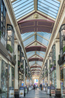 The Arcade between Broadmead and The Horsefair is a delightful 18th century shopping arcade. Bristol. Avon. England. UK.