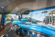 View from taxi in Cienfuegos, UNESCO World Heritage Site, Cuba, West Indies, Caribbean, Central America