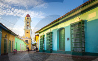 View of Bell Tower and Trinidad, UNESCO World Heritage Site, Sancti Spiritus, Cuba, West Indies, Caribbean, Central America