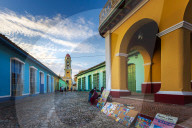 View of Bell Tower and Trinidad, UNESCO World Heritage Site, Sancti Spiritus, Cuba, West Indies, Caribbean, Central America