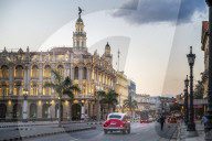 The Gran Teatro de La Habana at dusk, UNESCO, Havana, Cuba, West Indies, Caribbean
