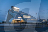 Latvian National Library at dusk, Gaismas Pils, UNESCO World Heritage Site, Riga, Latvia, Europe