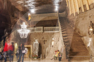 Krakow, Poland Wieliczka Salt Mine Tourist Route.St. Kinga‚Äôs Chapel staircase in Kopalnia soli Wieliczka, UNESCO Heritage site.