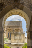 Part of the mosque-cathedral seen from an entrance gate, Cordoba, Andalusia, Spain, Europe